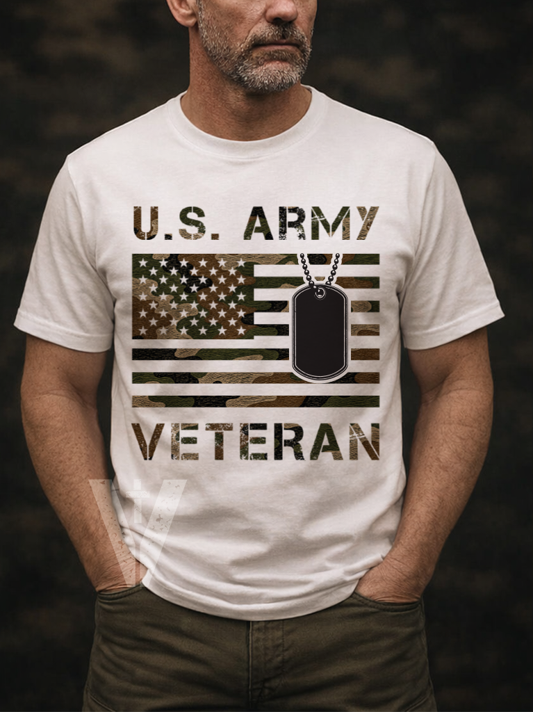 American Flag Dogtags – U.S. Branch Veteran T-Shirt