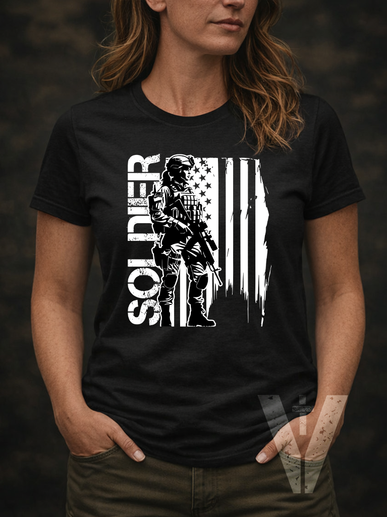 Dark - Valor & Grace - Female Soldier T-Shirt