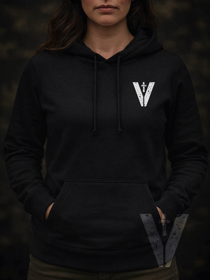 Dark - Valor & Grace - Female Veteran w/Flag Hoodie