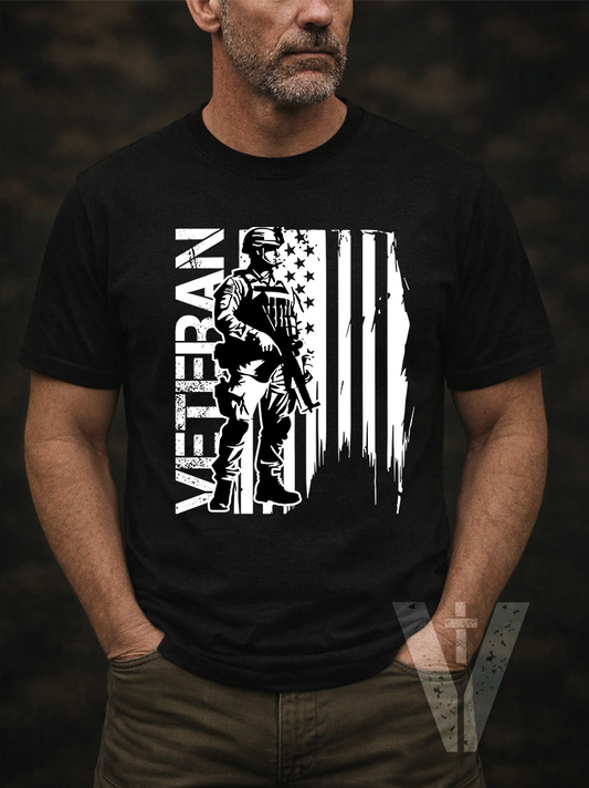 Dark - Valor & Grace - Male Veteran w/Fla T-Shirt