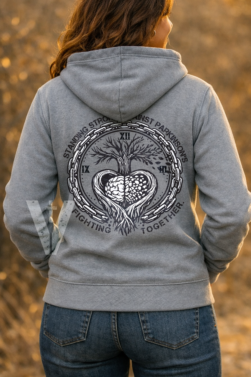 "Fighting Together" Parkinson's Awareness Zip Hoodie