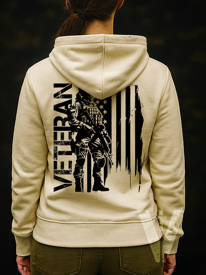 Light - Valor & Grace - Female Veteran w/Flag Hoodie