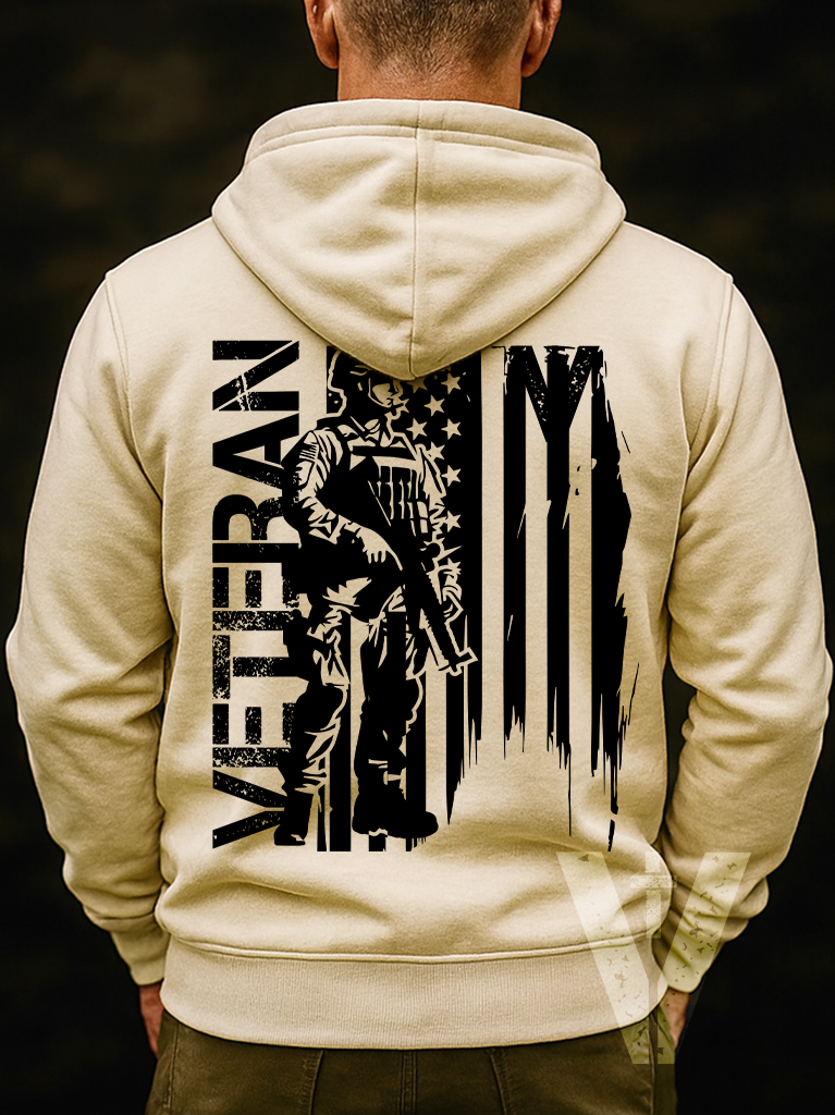 Light - Valor & Grace - Male Veteran w/Flag Hoodie