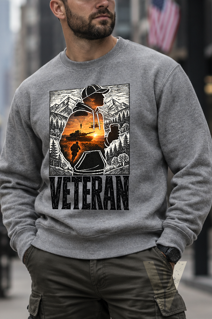 Proud Veteran Nature Crewneck Sweatshirt