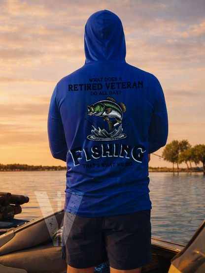 Retired Veteran - Performance Fishing Hoodie
