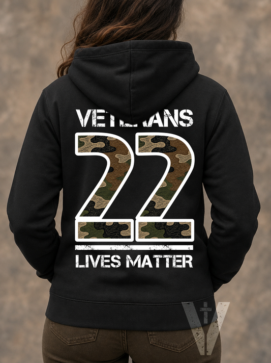 🇺🇸 Women VETERANS 22 LIVES MATTER Hoodie - Dark