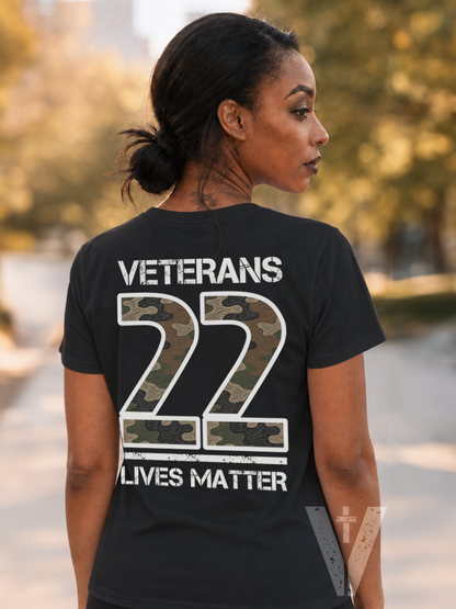 🇺🇸 Women VETERANS 22 LIVES MATTER T-shirt - Dark