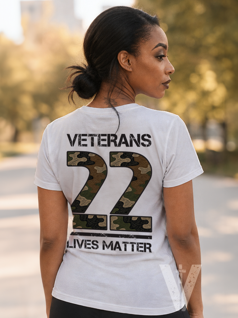 🇺🇸 Women VETERANS 22 LIVES MATTER T-shirt - Light