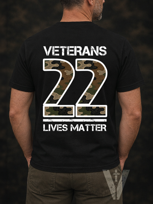 🇺🇸 VETERANS 22 LIVES MATTER T-shirt - Dark
