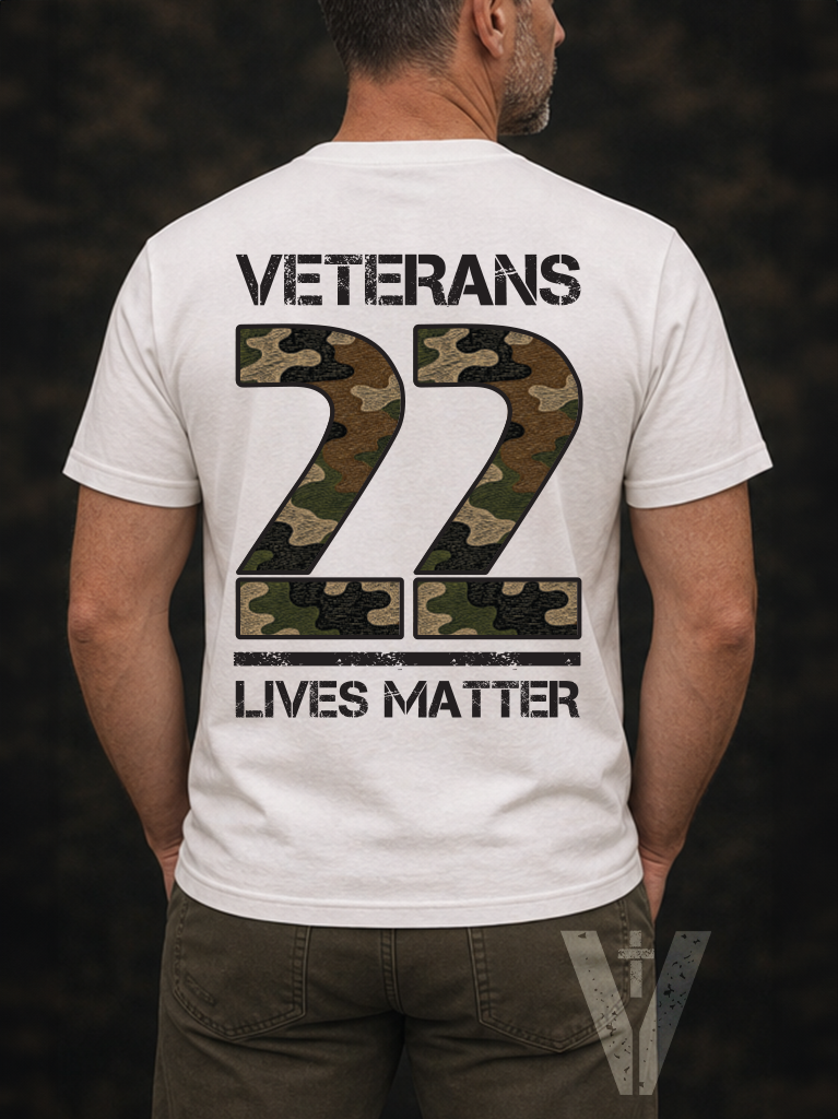 🇺🇸 VETERANS 22 LIVES MATTER T-shirt - Light