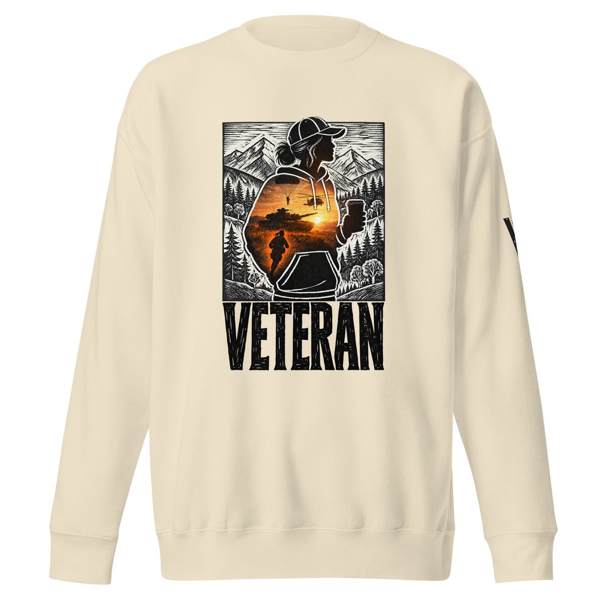 Proud Woman Veteran Nature Crewneck Sweatshirt