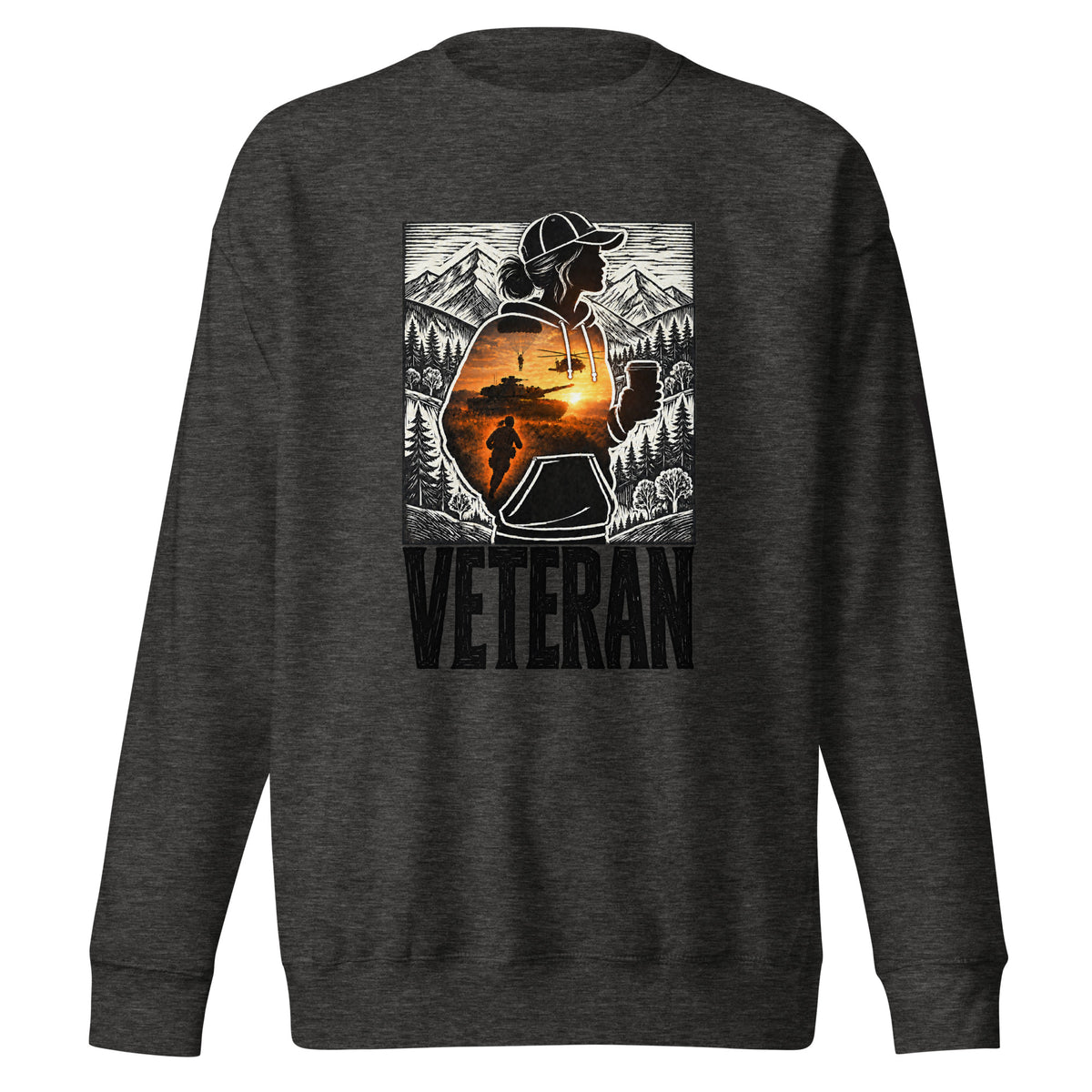 Proud Woman Veteran Nature Crewneck Sweatshirt
