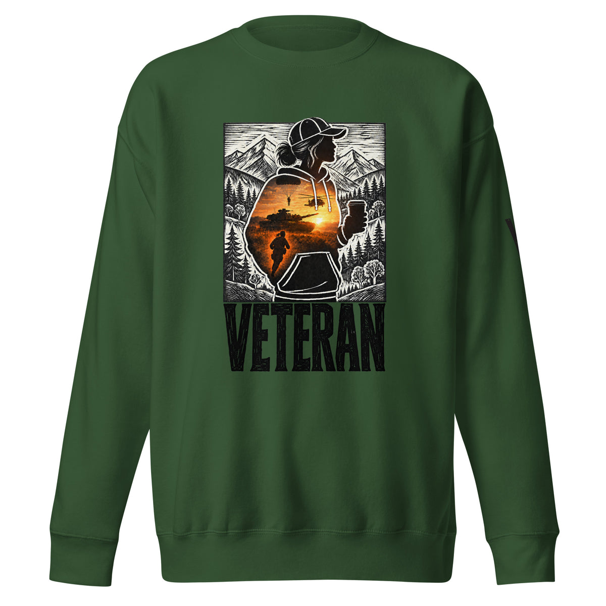 Proud Woman Veteran Nature Crewneck Sweatshirt