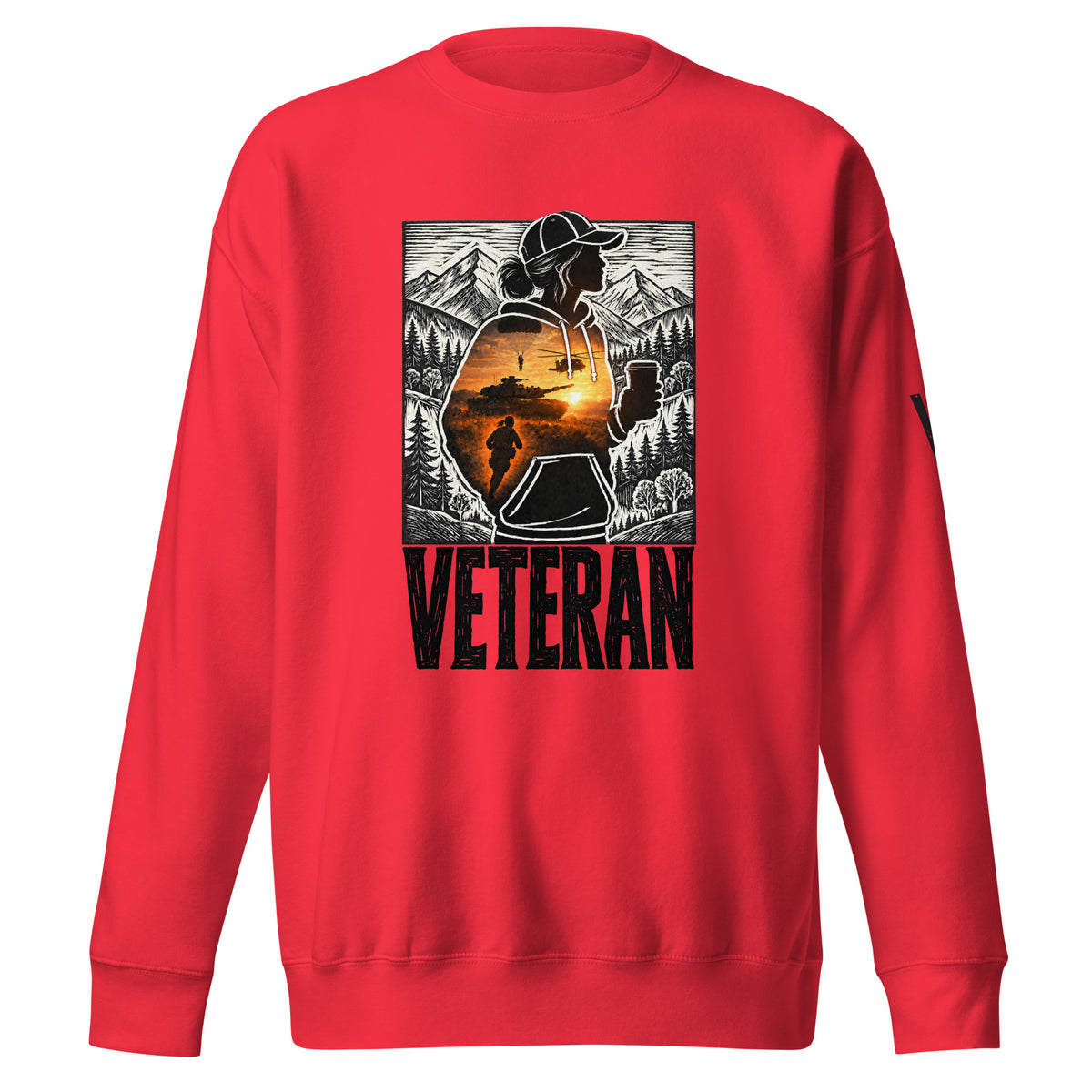 Proud Woman Veteran Nature Crewneck Sweatshirt