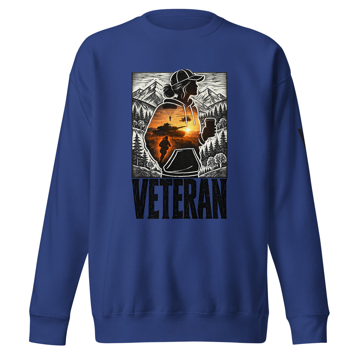 Proud Woman Veteran Nature Crewneck Sweatshirt