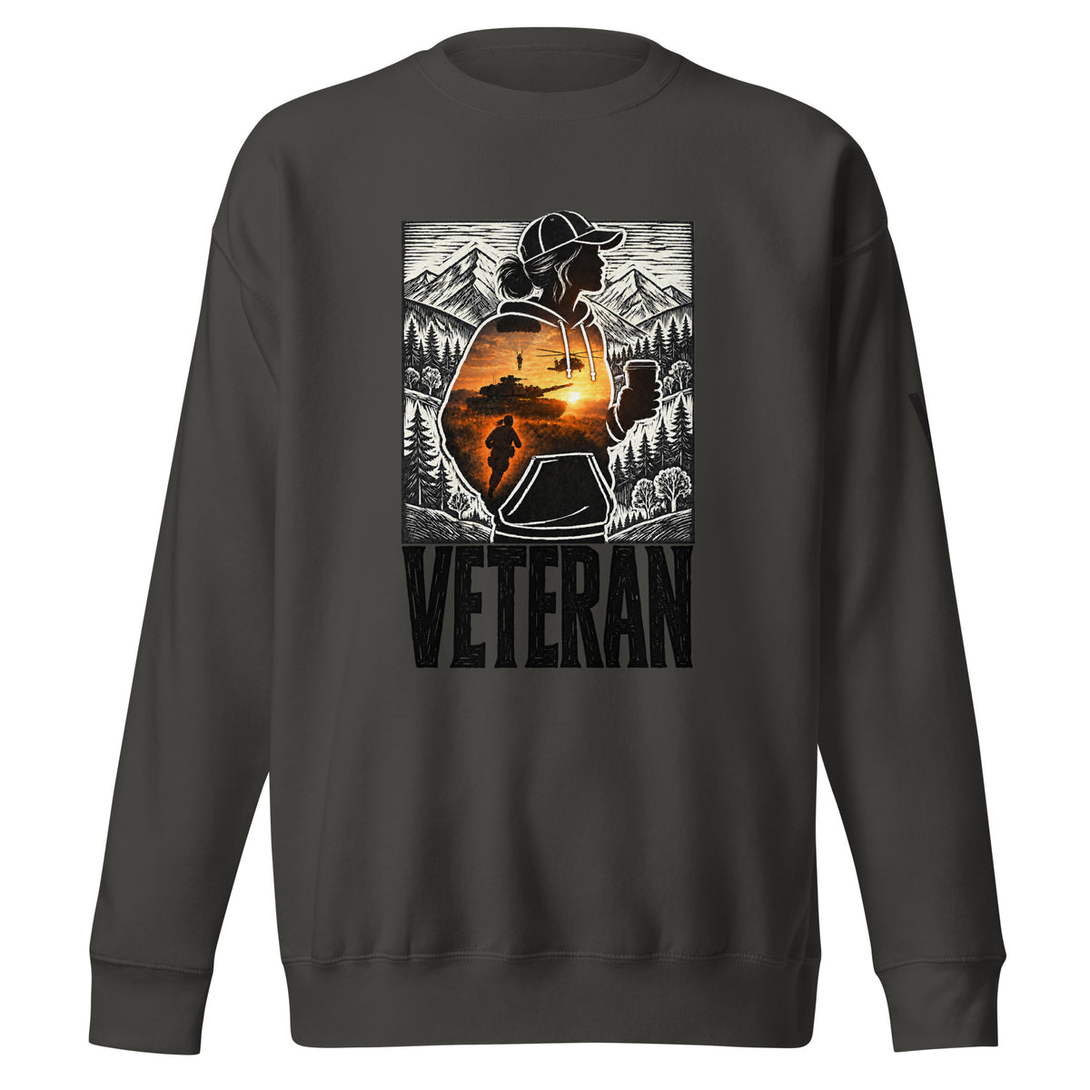 Proud Woman Veteran Nature Crewneck Sweatshirt