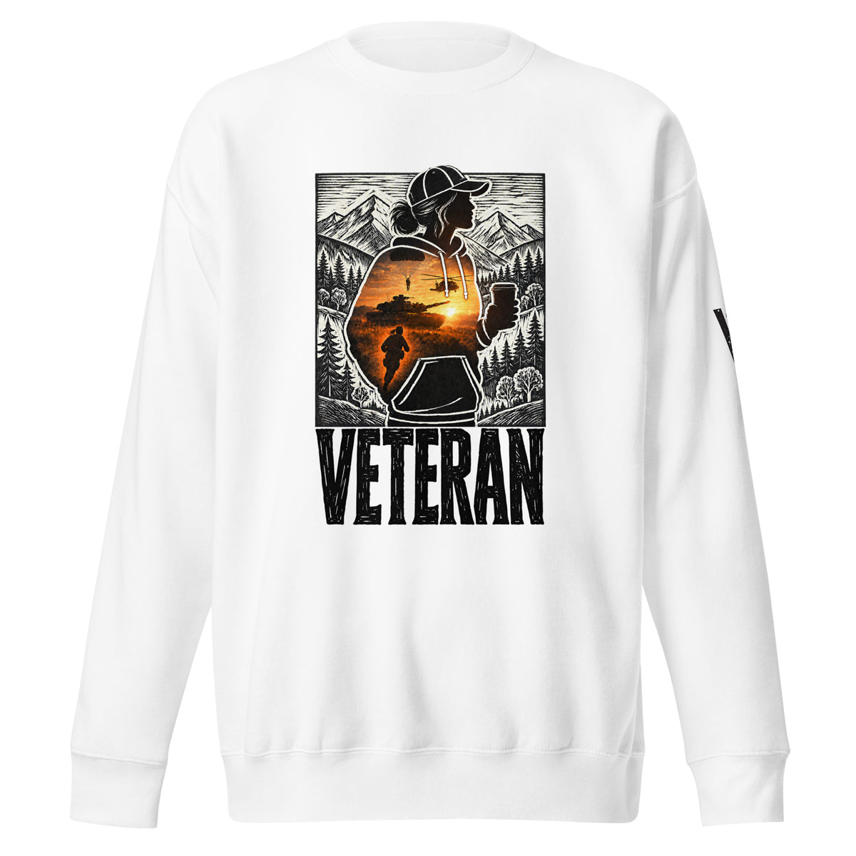 Proud Woman Veteran Nature Crewneck Sweatshirt